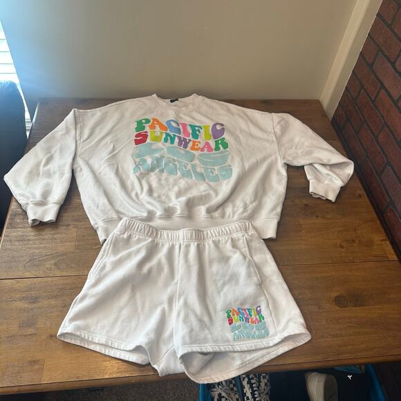PacSun Rainbow Boyfriend Sweatshirt & Shorts Set - Picture 1 of 16